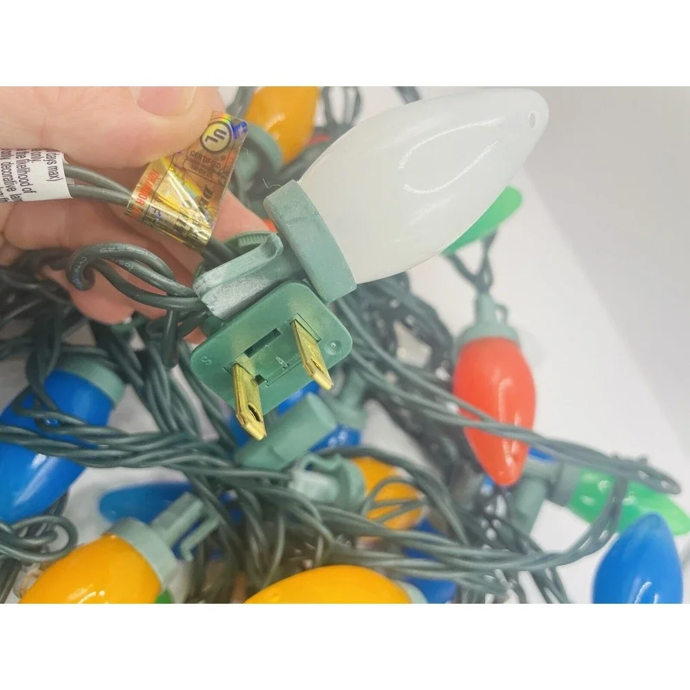 Lot of 3 Sets Opaque Colored Retro Christmas Lights w/Green Wire (50) Each C2